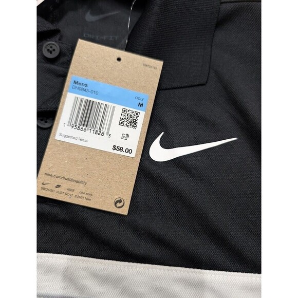 Nike Dri-FIT Victory Mens Golf Polo Colorblock Black White DH0845-010 Medium NWT - Picture 9 of 9
